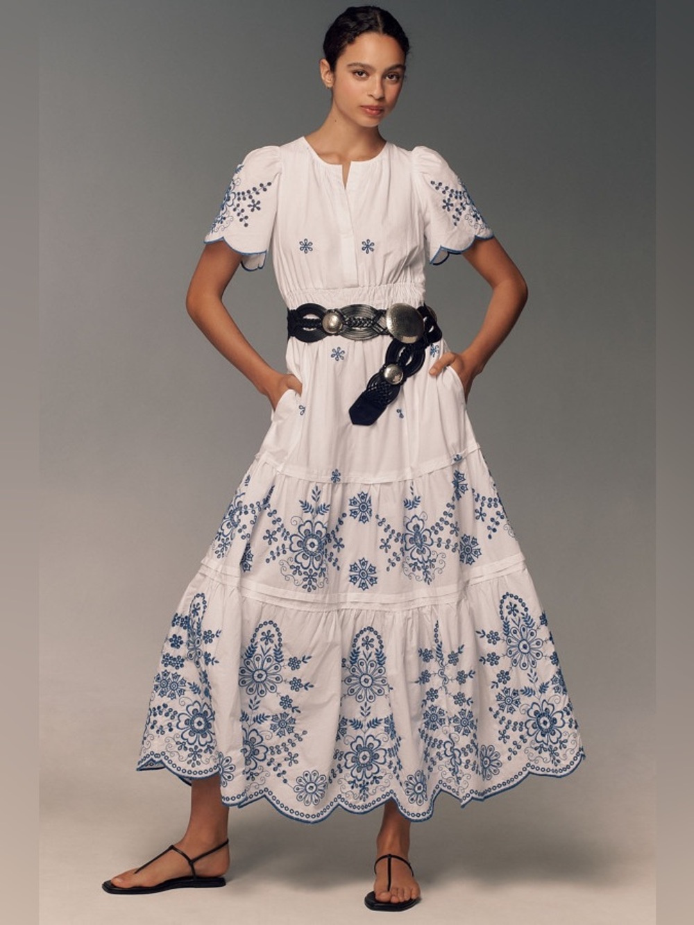 Anthropologie The Somerset Maxi Dress: Blue Eyelet Edition